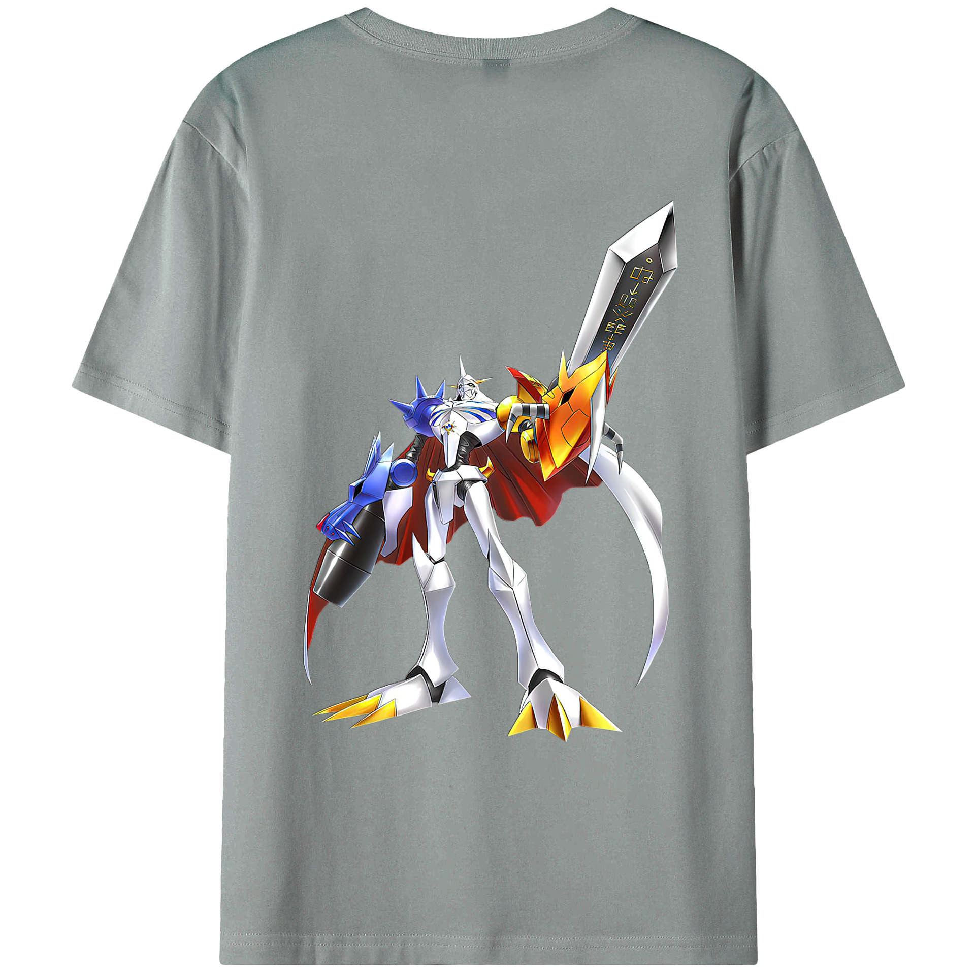 （画像用） Digimon デジタルモンスター/デジモン 綿100％ メンズ半袖Tシャツ（バックプリント） 通気性